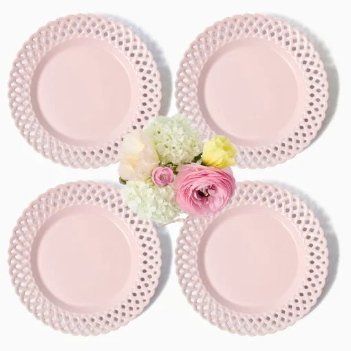 Summer Crockery | Starter Plates<Mrs. Alice Pink Basketweave Starter Plate (Set of 4)