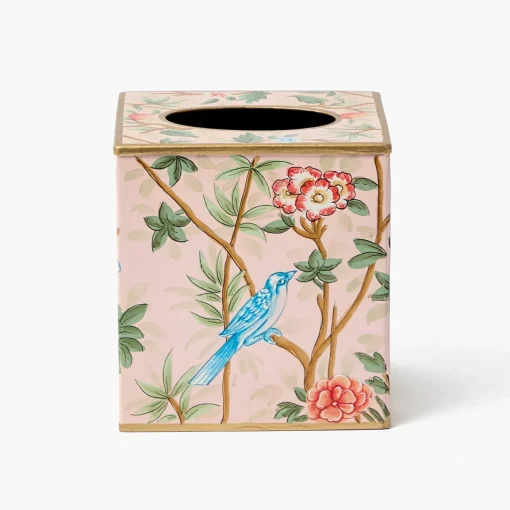 For Her | For The Homemaker<Mrs. Alice Pink Chinoiserie Tole Tissue Box