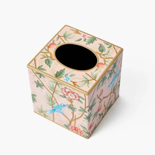 For Her | For The Homemaker<Mrs. Alice Pink Chinoiserie Tole Tissue Box