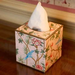 For Her | For The Homemaker<Mrs. Alice Pink Chinoiserie Tole Tissue Box