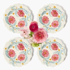 Summer Crockery | Starter Plates<Mrs. Alice Pink Flowers Starter Plates (Set of 4)