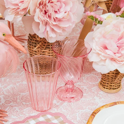 Summer Glassware | Glasses<Mrs. Alice Pink Fluted Glassware (Set of 8)