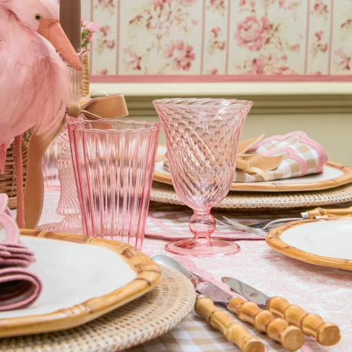 Summer Glassware | Glasses<Mrs. Alice Pink Fluted Glassware (Set of 8)