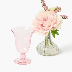 Summer Glassware | Glasses<Mrs. Alice Pink Fluted Glassware (Set of 8)