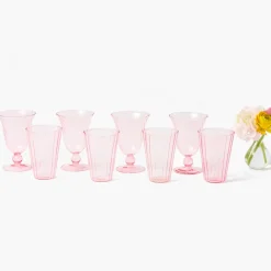 Summer Glassware | Glasses<Mrs. Alice Pink Fluted Glassware (Set of 8)