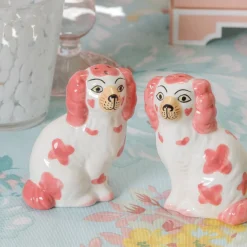 Summer Crockery<Mrs. Alice Pink Staffordshire Dog Salt & Pepper Shakers