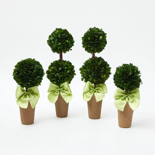 Spring Decorations<Mrs. Alice Potted Boxwood Ball with Green Bow (Pair)
