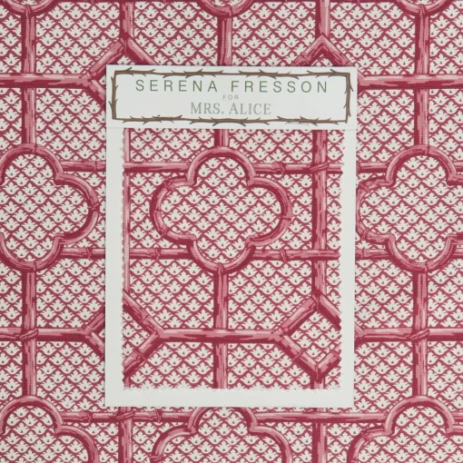 Serena Fresson Fabrics<Mrs. Alice Raspberry Pink Bamboo Trellis Fabric