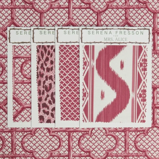 Serena Fresson Fabrics<Mrs. Alice Raspberry Pink Bamboo Trellis Fabric