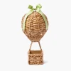 Spring Decorations<Mrs. Alice Rattan Hot Air Balloon with Green Grosgrain Bow