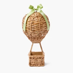 Spring Decorations<Mrs. Alice Rattan Hot Air Balloon with Green Grosgrain Bow