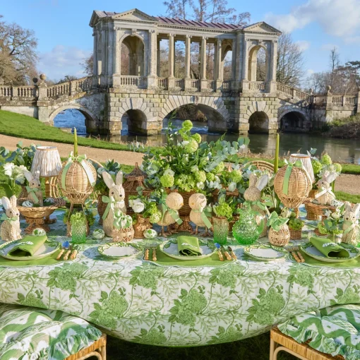 Spring Decorations<Mrs. Alice Rattan Hot Air Balloon with Green Grosgrain Bow