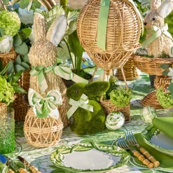 Spring Decorations<Mrs. Alice Rattan Hot Air Balloon with Green Grosgrain Bow