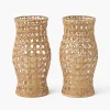 Summer Glassware | Summer Candleware<Mrs. Alice Rattan Hurricane Lantern (Pair)