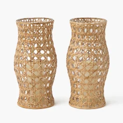 Summer Glassware | Summer Candleware<Mrs. Alice Rattan Hurricane Lantern (Pair)