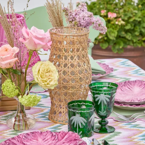 Summer Glassware | Summer Candleware<Mrs. Alice Rattan Hurricane Lantern (Pair)