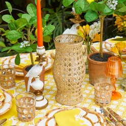 Summer Glassware | Summer Candleware<Mrs. Alice Rattan Hurricane Lantern (Pair)