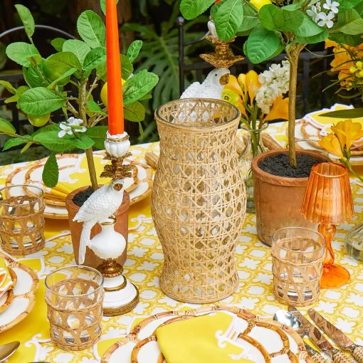 Summer Glassware | Summer Candleware<Mrs. Alice Rattan Hurricane Lantern (Pair)
