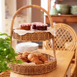 For The Hostess | For The Rattan Lover<Mrs. Alice Rattan Two Tiered Stand