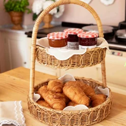 For The Hostess | For The Rattan Lover<Mrs. Alice Rattan Two Tiered Stand
