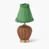 Rechargeable Table Lamps<Mrs. Alice Rattan Ursula Rechargeable Lamp with Green Frilled Silk Shade (18cm)