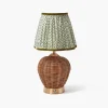 Rechargeable Table Lamps | Summer Lighting<Mrs. Alice Rattan Ursula Rechargeable Lamp with Olive Lotus Shade (18cm)