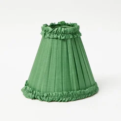 Rechargeable Table Lamps<Mrs. Alice Rattan Ursula Rechargeable Lamp with Green Frilled Silk Shade (18cm)