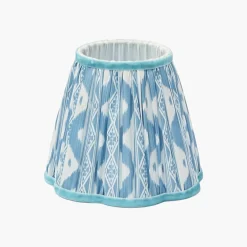 Rechargeable Table Lamps<Mrs. Alice Rechargeable Bamboo Lamp with Blue Ikat Shade (18cm)