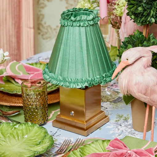 Rechargeable Table Lamps<Mrs. Alice Rechargeable Lamp with Green Frilled Shade (18cm)