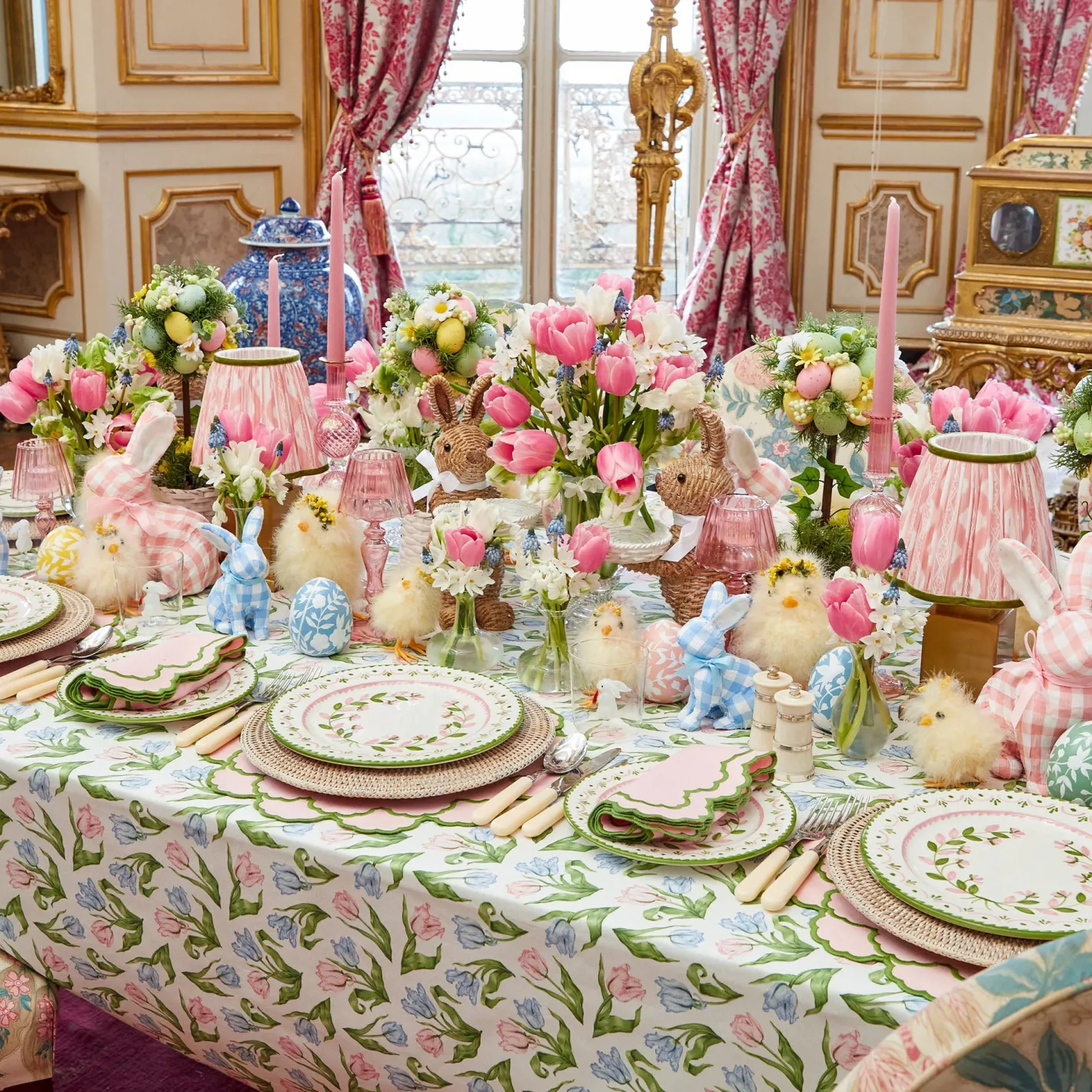 Rechargeable Table Lamps<Mrs. Alice Rechargeable Lamp with Pink & Green Ikat Shade (18cm)