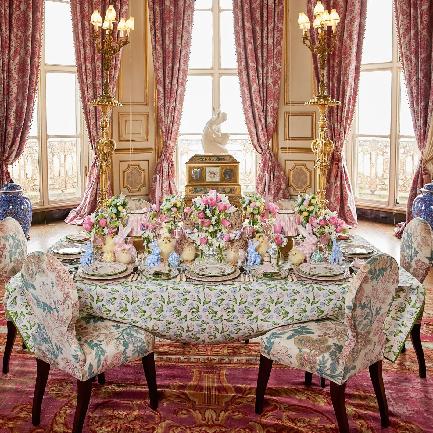 Rechargeable Table Lamps<Mrs. Alice Rechargeable Lamp with Pink & Green Ikat Shade (18cm)