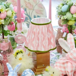 Rechargeable Table Lamps<Mrs. Alice Rechargeable Lamp with Pink & Green Ikat Shade (18cm)