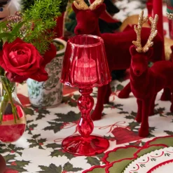 Candle Holders | Tea Light Lanterns<Mrs. Alice Red Glass Lantern Tea Light Holder (Pair) - 18 cm