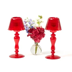 Candle Holders | Tea Light Lanterns<Mrs. Alice Red Glass Lantern Tea Light Holder (Pair) - 24 cm