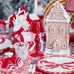 Candle Holders | Tea Light Lanterns<Mrs. Alice Red Glass Lantern Tea Light Holder (Pair) - 24 cm
