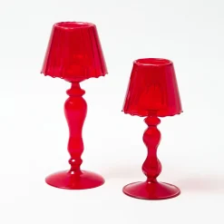 Candle Holders | Tea Light Lanterns<Mrs. Alice Red Glass Lantern Tea Light Holder (Pair) - 18 cm
