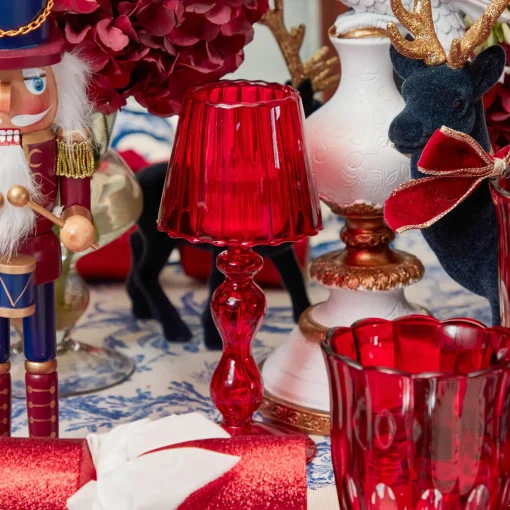 Candle Holders | Tea Light Lanterns<Mrs. Alice Red Glass Lantern Tea Light Holder (Pair) - 18 cm