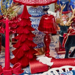 Candle Holders | Tea Light Lanterns<Mrs. Alice Red Glass Lantern Tea Light Holder (Pair) - 24 cm