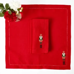 Napkins<Mrs. Alice Red Linen Embroidered Nutcracker Napkins (Set of 4)
