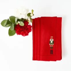 Napkins<Mrs. Alice Red Linen Embroidered Nutcracker Napkins (Set of 4)