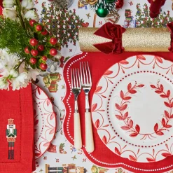 Napkins<Mrs. Alice Red Linen Embroidered Nutcracker Napkins (Set of 4)