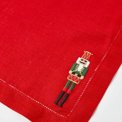 Napkins<Mrs. Alice Red Linen Embroidered Nutcracker Napkins (Set of 4)