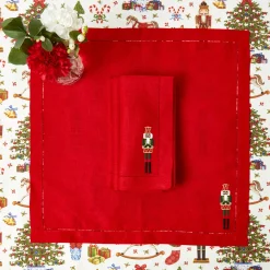 Napkins<Mrs. Alice Red Linen Embroidered Nutcracker Napkins (Set of 4)