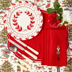 Napkins<Mrs. Alice Red Linen Embroidered Nutcracker Napkins (Set of 4)