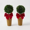 Christmas Decorations<Mrs. Alice Red Ribboned Potted Boxwood Ball (Pair)
