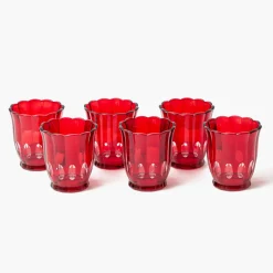 Glasses<Mrs. Alice Red Scalloped Water Glasses (Set of 6)