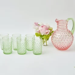 Jugs | For The Hostess<Mrs. Alice Rose Hobnail Jug with Emerald Handle