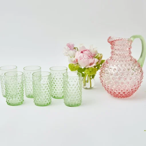 Jugs | For The Hostess<Mrs. Alice Rose Hobnail Jug with Emerald Handle