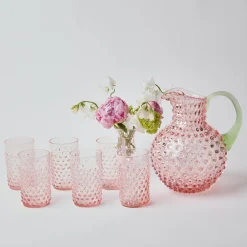 Jugs | For The Hostess<Mrs. Alice Rose Hobnail Jug with Emerald Handle