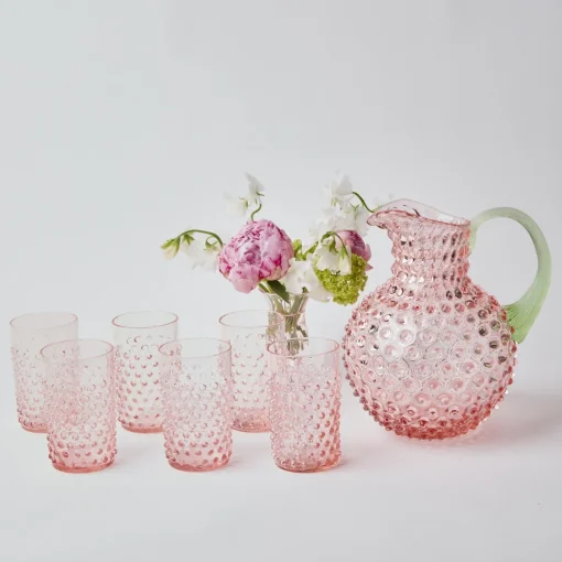 Jugs | For The Hostess<Mrs. Alice Rose Hobnail Jug with Emerald Handle